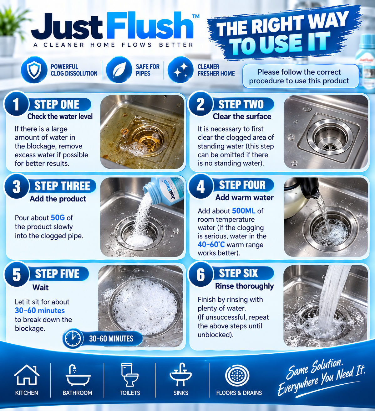 Just Flush Eco-Pure Drain & Odor Remover