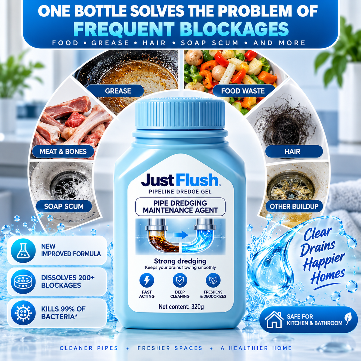 Just Flush Eco-Pure Drain & Odor Remover