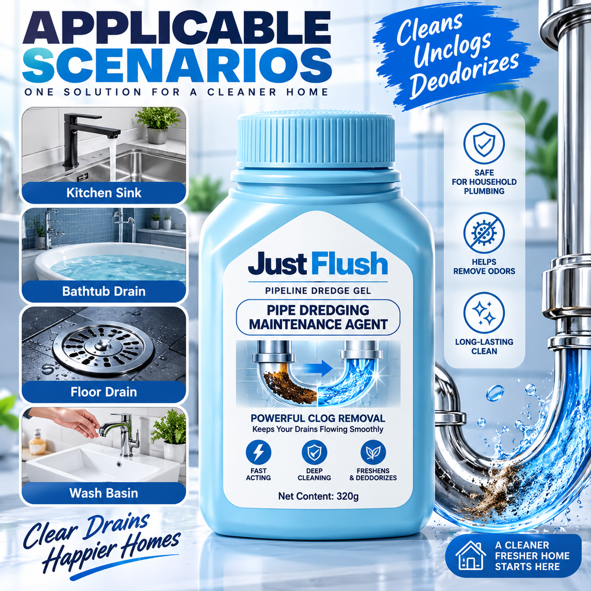 Just Flush Eco-Pure Drain & Odor Remover